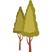 Illustration of two stylized trees with brown trunks and green foliage, standing closely together, capturing the essence an arborist would appreciate.