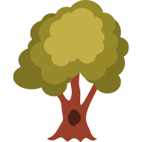 A stylized illustration of a tree with a rounded, leafy green canopy and a brown trunk featuring a small dark hole near the base, crafted to delight any arborist.